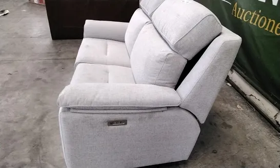 QUALITY BRITISH DESIGNER G PLAN MANUFACTURED ELLIS SMALL SOFA ELECTRIC RECLINER DBL - MASCA ICE FABRIC