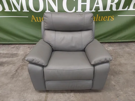 QUALITY DESIGNER ITALIAN MADE PATRIZIO ELECTRIC RECLINER ARMCHAIR IN ANTHRACITE GREY LEATHER 