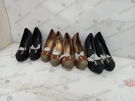 4 PAIRS OF ASSORTED WILADY PLATFORM HEEL SHOES IN DEEP GREY VARIOUS SIZES TO INCLUDE SIZES 38, 40, 41