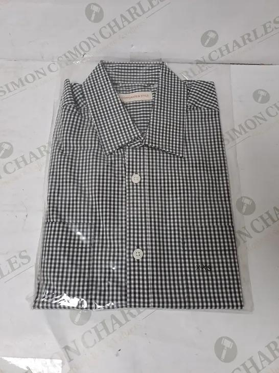 SEALED SET OF 4 BRAND NEW CORPORATIVE STYLE BLACK & WHITE CHECKER SHIRT - XXS