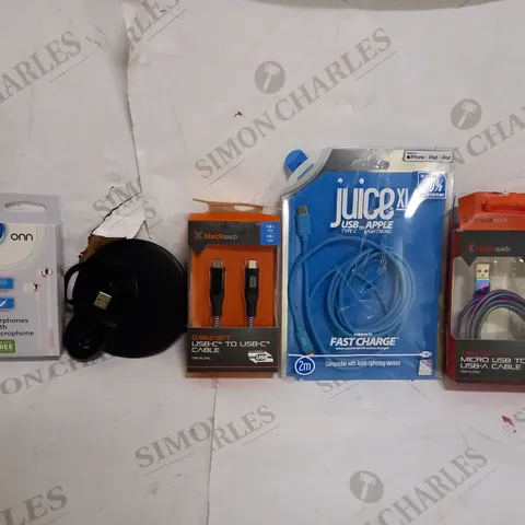 BOX OF APPROX 20 ASSORTED ITEMS TO INCLUDE - BLACKWEB USB-A CABLE - JUICE XXL - WIRELESS CHARGER ECT