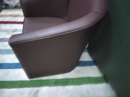 DESIGNER HASELBURY TUB ARMCHAIR TAN LEATHER