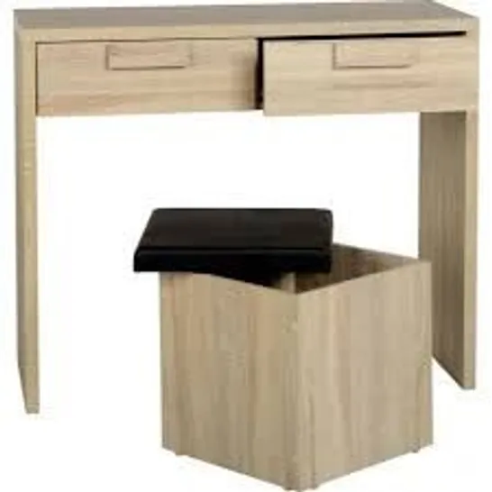 BOXED CAMBOURNE 2 DRAWER DRESSING TABLE SET IN SONOMA OAK EFFECT VENEER/BLACK PVC (2 BOXES)