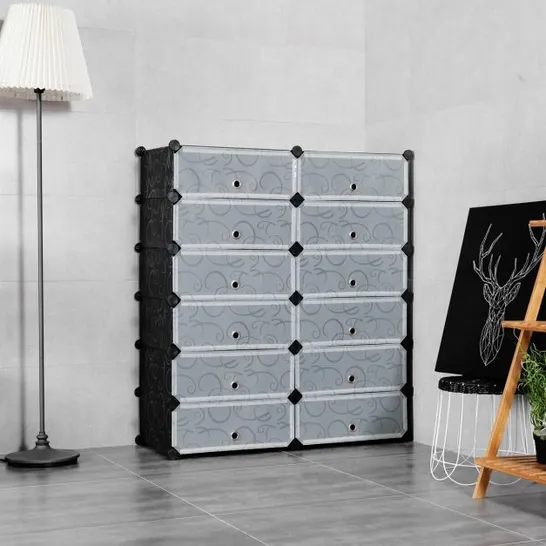 BOXED COSTWAY 12 CUBIC PORTABLE SHOE RACK SHELF CABINET STORAGE CLOSET ORGANIZER