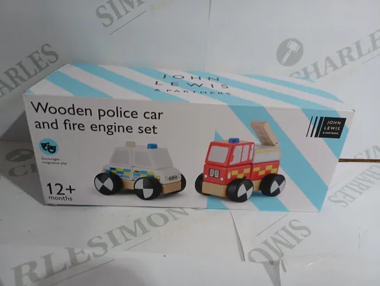 JOHN LEWIS WOODEN POLICE CAR AND FIRE ENGINE SET 12MNTHS+