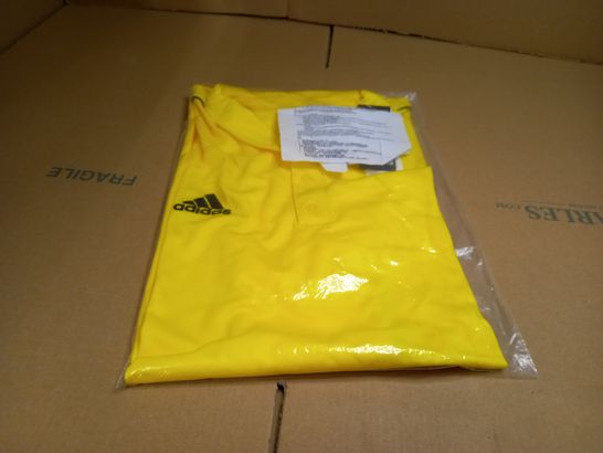 PACKAGED STYLE OF ADIDAS YELLOW/BLACK LOGO DETAILED POLO TOP - 2XL