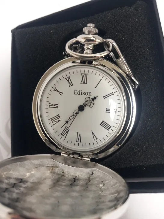 MENS EDISON POCKET WATCH WITH CHAIN – BRAND NEW IN BOX