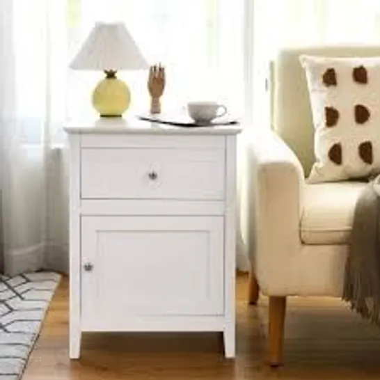 BOXED COSTWAY NIGHTSTAND WITH DRAWER ACCENT SIDE END TABLE STORAGE - WHITE