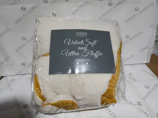 COZEE HOME VELVETSOFT & ULTRA FLUFFY FILLED BEDSPREAD IN OCHRE - 250 X 260CM