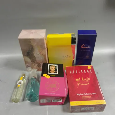 APPROXIMATELY 30 ASSORTED BOXED & LOOSE FRAGRANCES TO INCLUDE PANACHE, DESIRADE, AURA ETC - COLLECTION ONLY 