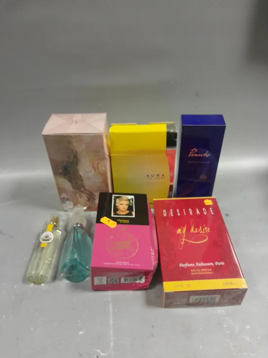 APPROXIMATELY 30 ASSORTED BOXED & LOOSE FRAGRANCES TO INCLUDE PANACHE, DESIRADE, AURA ETC - COLLECTION ONLY 