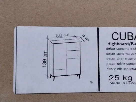 BOXED CUBA 53 HIGHBOARD IN SONOMA OAK / TRI COLOR , 2 BOXES , H139 X W103 X D40CM  