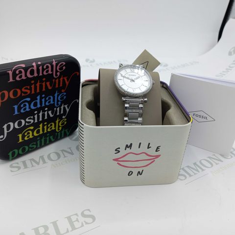 BRAND NEW BOXED FOSSIL WATCH CARLIE SILVER BRACELET 