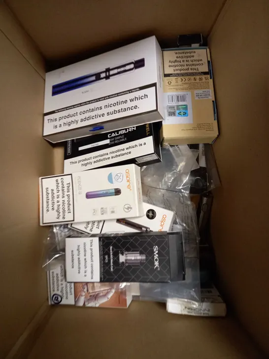 BOX OF APPROXIMATELY 10 ASSORTED E-CIGARATTES TO INCLUDE SMOK, UWELL, ASPIRE ETC