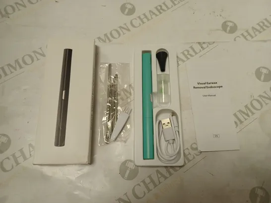 BOXED VISUAL EARWAX REMOVAL ENDOSCOPE WITH ACCESSORIES. USB CABLE AND INSTRUCTIONS