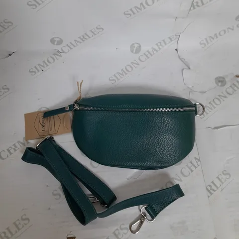 EXPERT LONDON LEATHER BAG WITH CROSSBODY STRAP IN SEA GREEN 
