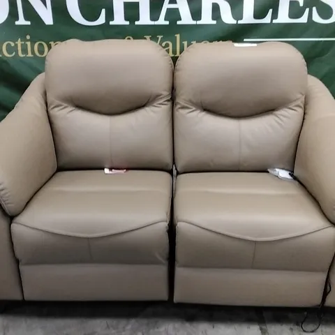 QUALITY BRITISH DESIGNER G PLAN MANUFACTURED JACKSON 2 SEATER ELECTRIC RECLINER DBL SOFA  - CAMBRIDGE SAND LEATHER