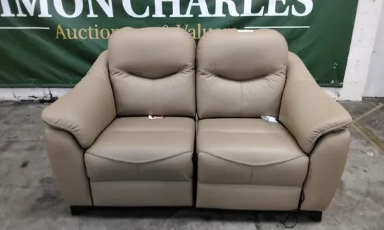 QUALITY BRITISH DESIGNER G PLAN MANUFACTURED JACKSON 2 SEATER ELECTRIC RECLINER DBL SOFA  - CAMBRIDGE SAND LEATHER