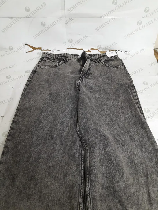 H&M BAGGY WASHED BLACK DENIM JEANS - UK 14+