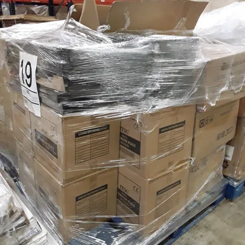 PALLET CONTAINING ASSORTED PRODUCTS INCLUDING DIGITAL BATHROOM SCALE, ELECTRIC PATIO HEATER, PRINTER CARTRIDGES