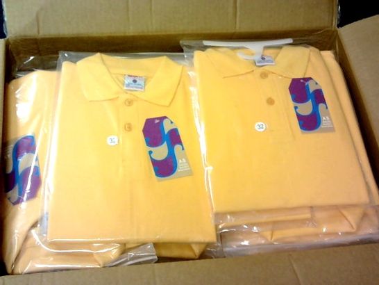 LOT 0F APPROXIMATELY 80 YELLOW BOYS POLO SHIRTS IN VARIOUS SIZES