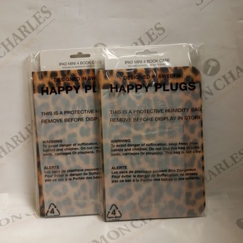 LOT OF APPROXIMATELY 10 HAPPY PLUGS IPAD MINI 4 BOOK CASES - LEOPARD PRINT