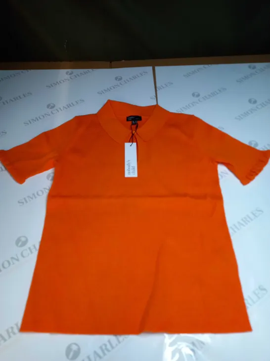 NOBODYS CHILD ORANGE KEYHOLE & COLLAR KNITTED TOP - UK 14