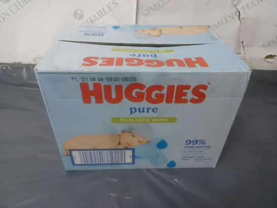 BOXED HUGGIES PURE 0% PLASTIC WIPES (576 TOTAL WIPES)