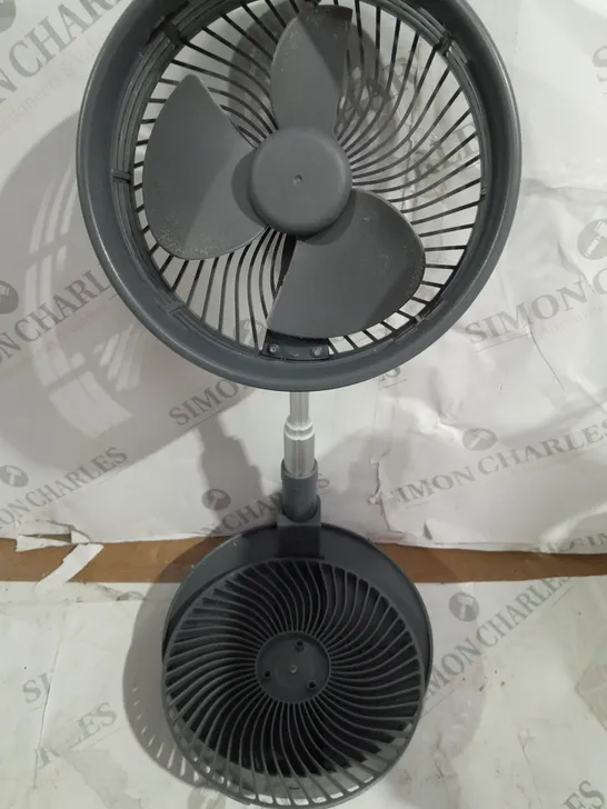 BELL & HOWELL RECHARGEABLE EXTENDABLE DESK & FLOOR FAN IN GREY