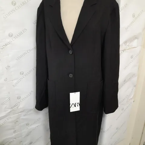 ZARA LONG BLAZER COAT IN BLACK SIZE XL