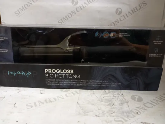 BOXED REVAMP PROFESSIONAL PROGLOSS BIG HOT TONG 38MM CERAMIC CURLING TONG