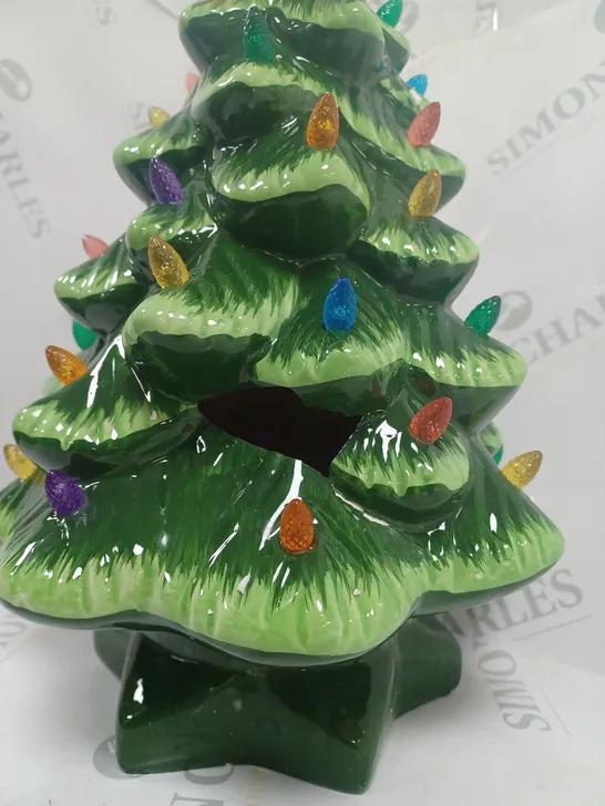 BOXED MR CHRISTMAS GREEN CHRISTMAS CERAMIC LIGHT UP TREE