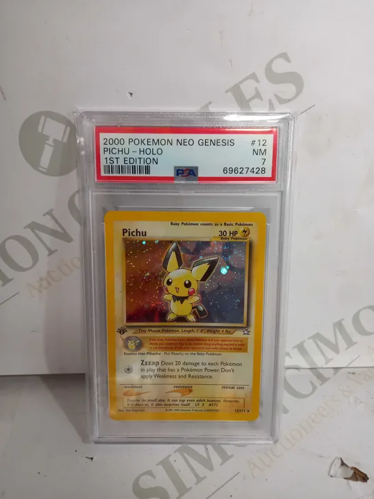 PSA 2000 POKEMIN NEO GENESIS PICHU - HOLO 1ST EDITION - GRADE 7 