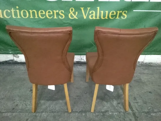 SET OF 2 NEW BEWLEY BROWN LEATHER DINING CHAIRS (OAK LEG)