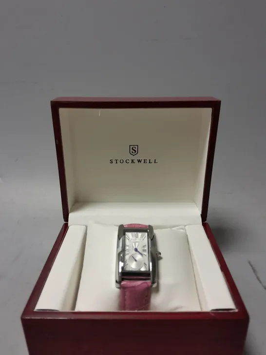 BOXED STOCKWELL WATCH WITH TEXTURED DIAL WITH SUB DIAL AND LEATHER STRAP