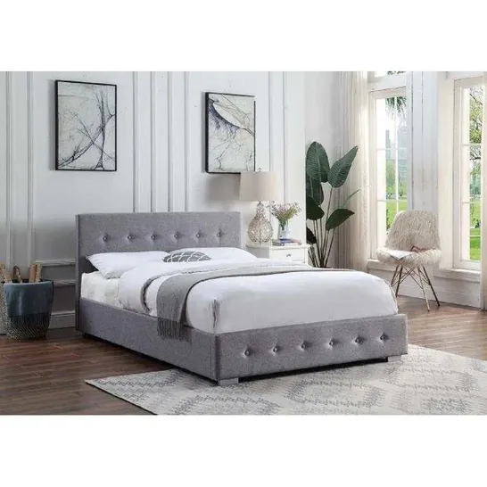 BOXED NELLIE UPHOLSTERED KING SIZE BED FRAME WITH HEADBOARD (2 BOXES)