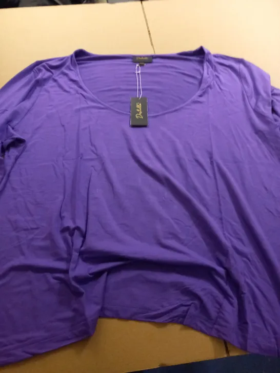 LOT OF 30 BRAND NEW DESTELLO SCOOP NECK 3/4 SL3EVE TOPS IN PURPLE - UK 22