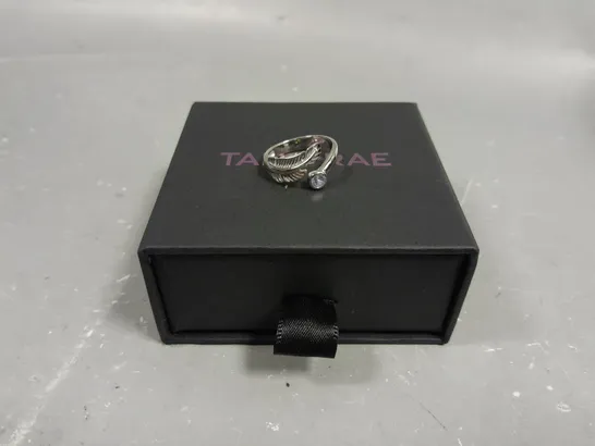 TALIA-RAE BIRTH STONE ADJUSTABLE FEATHER RING