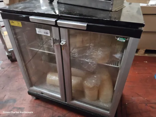 HUSKEY DOUBLE DOOR UNDER COUNTER BOTTLE DISPLAY FRIDGE