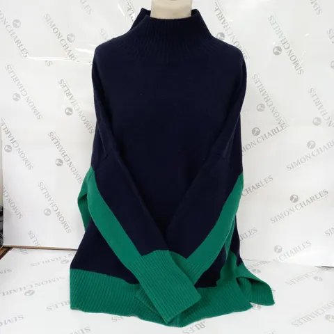 BODEN KNITTED SWEATER IN NAVY/GREEN - XL 