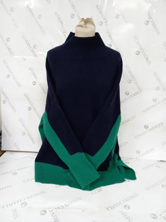 BODEN KNITTED SWEATER IN NAVY/GREEN - XL 