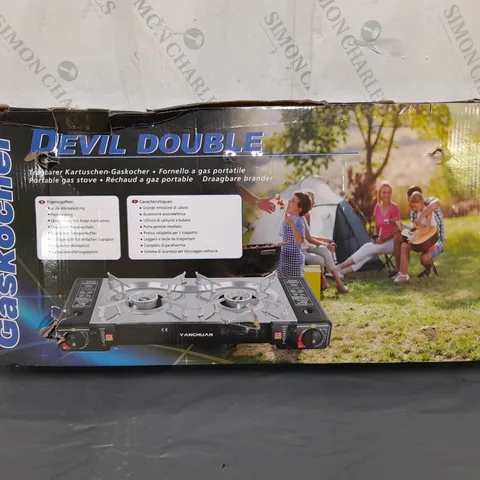 BOXED GASKOCHER DEVIL DOUBLE PORTABLE GAS STOVE 