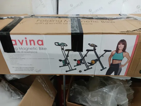 BOXED DAVINA FITNESS FOLDING MAGNETIC EXERCISE BIKE - CORAL - COLLECTION ONLY