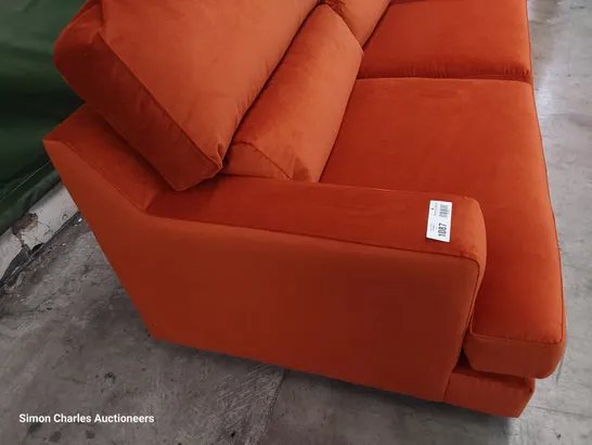 QUALITY BRITISH DESIGNER LOUNGE Co. THREE SEATER SOFA BURNT ORANGE PLUSH FABRIC 