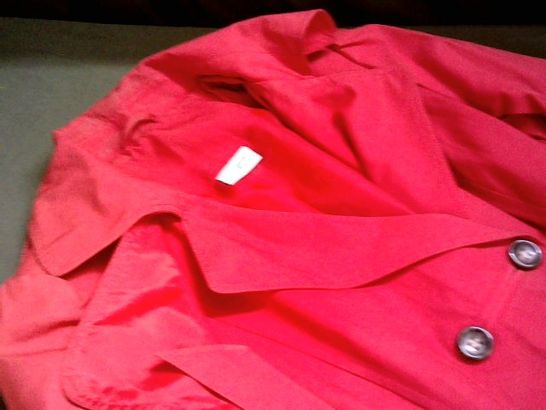 ETHELAUSTIN RED BUTTON FRONT TRENCH COAT IN RED - 16