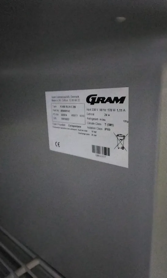 GRAM K400RUHC6N COMMERCIAL REFRIGERATOR 