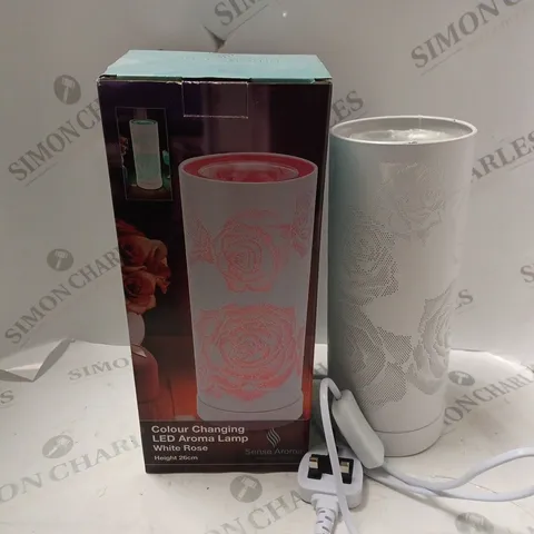 BOXED COLOUR CHANGING LED AROMA LAMP IN WHITE - 26CM