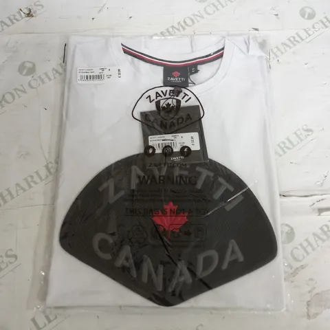 SEALED ZAVETTI CANADA WHITE LOGO T-SHIRT - SMALL