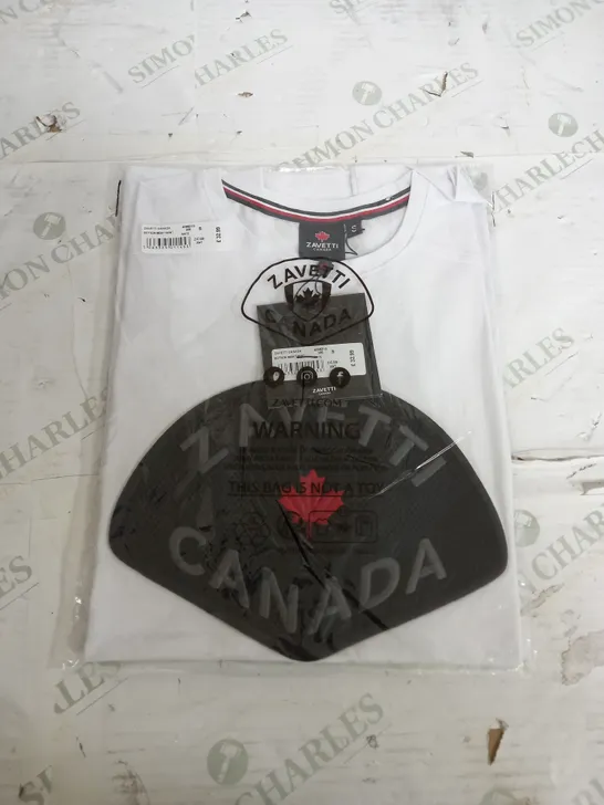 SEALED ZAVETTI CANADA WHITE LOGO T-SHIRT - SMALL