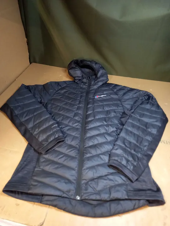 BLACK QUILTED BERGHAUS COAT SIZE L 